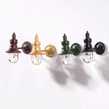 Antique 1:12 Miniature Dollhouse Wall Lamp Model LED Light for Garden Yard Sand Table Decor Vintage DIY Toy Furniture Chandelier