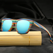 GM Handmade Wooden Colorful frame Sunglasses Polarized Gafas Eyewear Eyeglasses Reflective lens Men Women Bamboo sunglasses