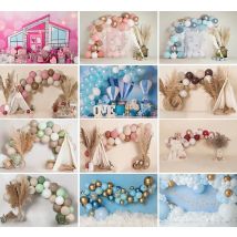 Mehofond Photography Background Pink Bohemian Balloons Boho Girl Boy 1st Birthday Party Cake Smash Decora Backdrop Photo Studio