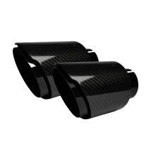 1 Pcs Universal Car Carbon Fibre Tail Throat Stainless Steel Bright Black Twill Glossy Muffler Exhaust Nozzle Tip