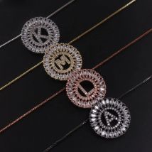 MHS.SUN Luxury Zircon 26 Initial Letter Pendant Necklaces For Women Men Jewelry 4 Colors A-Z Alphabet Charm Necklace Jewelry