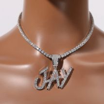 Personalized Hip Hop Cursive Letter Or Numbers Pendant Custom Cubic Zircon Diamond Name Necklace Chain Charm Fashion  Jewelry