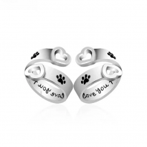 I will love you forever Pet paw prints rings Pet lover Dog Cat Memorial black Enamel Ring men Cute Puppy Paw Ring Jewelry couple