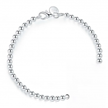 100% Real 925 Sterling silver Bracelet for Women men Homme 4MM Beads Ball Chain Bracelets Bangles Classic Pulsera De Mujer