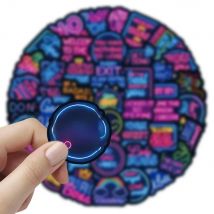 10/30/52pcs Cartoon Neon Inspirational Phrases Stickers Cool Graffiti Sticker Scrapbooking Notebook Phone PVC Waterproof Decals