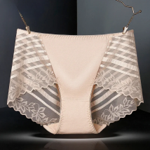 Sexy Lace Seamless Hollow Women Underwear Transparent Soft Breathable Middle Waist Female Panties High Elasticity Thin Breifs