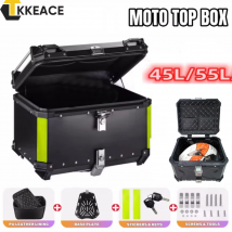 TKKEACE 45L/55L Custodia in alluminio CNC per moto Baule con schienale Scatola portaoggetti per attrezzi per bagagli posteriori con coda superiore universale