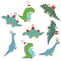 10pcs Cartoon Enamel Dinosaur Charm Pendant For Jewelry Making DIY Bracelet Keychain Earring Decoration Accessories Christmas
