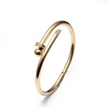 Classic Stainless Steel Gold Color Crystal Bangles Brand Stylish Screws Bracelets For Women Girl Decoration Jewelry Gift