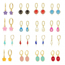 Cute Color Enamel Star Moon INS Forest Deer Lightning Hoop Earring Charming Summer Dripping Oil Jewerly Pendientes Oorbellen2025