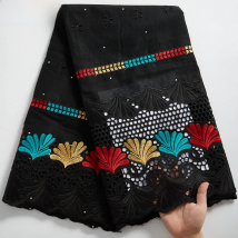SJD LACE 2021Black African Lace Fabric Punch 100% Cotton Embroidery Swiss Voile Lace In Switzerland New Dubai Laces Sewing A2293