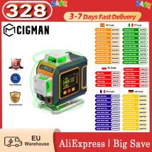 CIGMAN CM-S04 Nivel láser de 16 líneas con pantalla LCD 4 × 360 °   Green Beam ±1,5 mm/5 m Aplicación y control remoto de nivelación automática de alta precisión