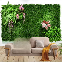 40x60cm  Green Artificial Plants Wall Panel Plastic Outdoor Lawns Carpet Decor Home Wedding Backdrop Party  Grass Flower Wall