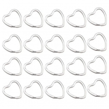 20Pcs /Lot Dia 32mm Metal Key Holder Split Rings Keychains Love Heart Silver Color Cute Keyring Keyfob Accessories Wholesale