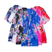Short Style Asain Japanese Style Kimono Yukata Dress Haori Woman Sleep Night Wear Bathing Robe Oriental Chinese Silk Pajamas