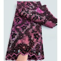 African Handcut Flocking Lace mix French Mesh Velvet Fabric with Sequins Glitters Lightweight for Celebrants Occasions