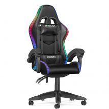 RGB Gaming Chair LED Lights and Ergonomic Computer Chair Reclining PU Leather High Back Video Game Chair Linkage Armrest