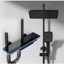 Sistema di rubinetti per doccia di lusso per bagno con luci Set doccia in vetro temperato Set di rubinetti per doccia con miscelatore in rame con display digitale