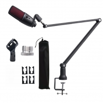Extendable Recording Microphone Holder Suspension Boom Scissor Arm Stand Holder with Mic Clip Table Mounting Clamp