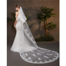 Layer 2 Lace Edge 3M Cathedral Wedding Veil with Comb for Bride Bridal Veils Accessories Vail Velos De Novia