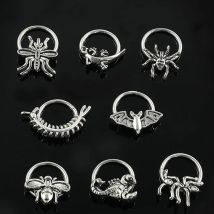 Fashion Punk Stainless Steel Nose Ring Silver Color Gothic Insect Nose Rings For Women Men Body Cartilage Piercing Jewelry