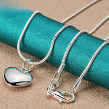 DOTEFFIL 925 Sterling Silver 18-30 Inch Snake Chain Solid Small Heart Pendant Necklace For Woman Wedding Charm Fashion Jewelry