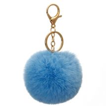 8cm  Fake Fur Brand Bag Fluffy  Pompns Keychain Pom Pom Car Keyring Gold Color Chains pompons Fake Rex Rabbit Fur Charms Chain