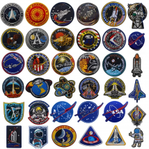 Space Badge Embroidery Hook Loop Patches Astronaut Military Hat Cloth Backpack Armband Stickers Appliques Patches for Clothing