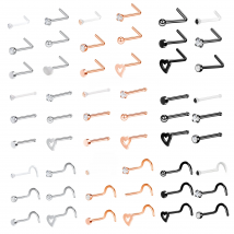 ZS 6PCS Fashion Nose Septum Piercing Studs Set 18G Stainless Steel Nose Septum Studs Body Piering Jewelry For Nose Piercing