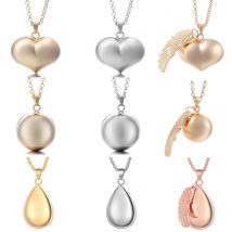 Angel Necklace for Women Mirror Bola Floating Pendant Jewelry 80cm Stainless Steel Chain Angel Wing Pregnancy Ball Necklace Gift