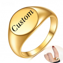 Customized Women Signet Ring Chunky Round Name Logo Stamp Stainless Steel Punk Candid Fashion Jewelry Female Wedding Accessories