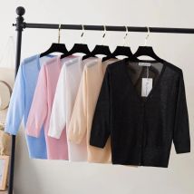 Basic Outerwear Summer Cardigan Women Girls Knitted Ladies Sweaters Cropped Crochet Top Knitwear Black Bolero Woman Jersey Tops