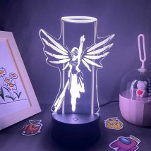 Overwatches OW Game Figure Mercy 3D Led Neon Night Lights Birthday Gift For Friends Gaming Room Table Cool Decor Mercy Lava Lamp