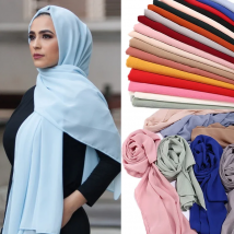 2024 New Elegant Modest Women Bubble Chiffon Solid Oversizes Muslim Head Scarf Ladies Shawl and Wrap Female Foulard Hijab Stoles