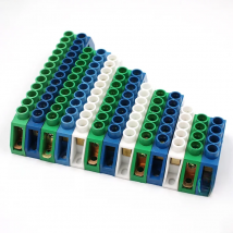 Blue White Green Bridge Design Zero Line 4-12 Pole Screw Brass Copper Grounding Strip Terminal Block Connector Earth And Neutral