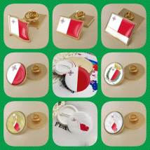 Malta Maltese Map Flag National Emblem National Flower Brooches Badges Lapel Pins