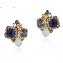 OSHUER  New 3 Colors Crystal Stone Stud Earrings Elegant Crystal Earrings For Women Trendy Women Earrings