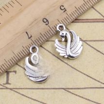 30pcs Charms Lovely Swan 17x12mm Tibetan Pendants Crafts Making Findings Handmade Antique Jewelry DIY For Necklace