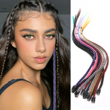 Synthetic 5 Pcs/Lot Clip-in Extensions For Women Rainbow 22 Inch Braid Hair Extension With Clip Ombre Hairpiece