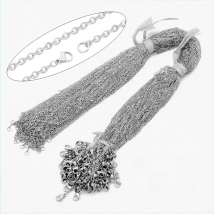 100pcs/Lot Bulk Wholesale 304 Stainless Steel Cable Link Rolo Chain Necklace for DIY Jewelry Making Silver Color 45-50cm Women