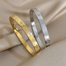 Fashion Gold Silver Color Stainless Steel Cuff Bracelet Personalized Starfish Shell Conch Ocean Style Carved Bangle Bracelets