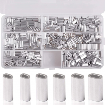 600Pcs/Box Fishing Crimp Sleeves Oval Aluminum Fishing Tube Fishing Line Crimp Tube Wire Tube Connectors Accessories