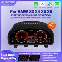 AUTOTOP 12.3 "Scheda Digitale Cluster per BMW X3 F25 X4 F26 X5 F15 X6 F16 2009-2019,Carplay Android Auto GPS Musica, Benzina Diesel