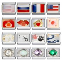 Personalization Stethoscope Candy National Flag Italian Charm Bracelets Link Fit 9mm Stainless Steel DIY Making Jewelry Gifts