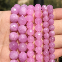 Natural Facted Light Purple Chalcedony Stone Beads for Jewellery Making  Diy Accessories Bracelet 15'' inch 4/6/8/10/12mm