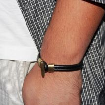 21cm Men Jewelry Pirate Style Bronze Genuine Leather Anchor Bracelets Wholesale Cuff Braided Wrap Bracelet & Bangles Brown Color