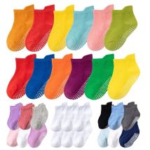 6 Pairs/lot Cotton Children's Anti-slip Boat Socks 0 to 6 Yrs For Boys Girl Low Cut Floor Kid Sock With Rubber Grips Four Season