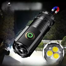 Powerful Mini LED Flashlight Super Bright Aluminium Pocket Torch Rechargeable Waterproof Hiking Camping Flash Light with Magnet