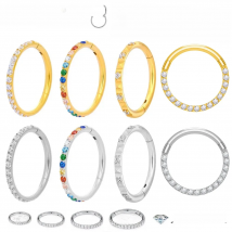 1 /10Pcs G23 Titanium Nose Ring For Women Small Nasal Septum Cartilage Hoop Earring Piercing 16 Grams Front Lnlaid CZ Hinge