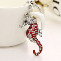 Fashion crystal seahorse  key chain holder women jewelry charm pendant ysk028 girl purse